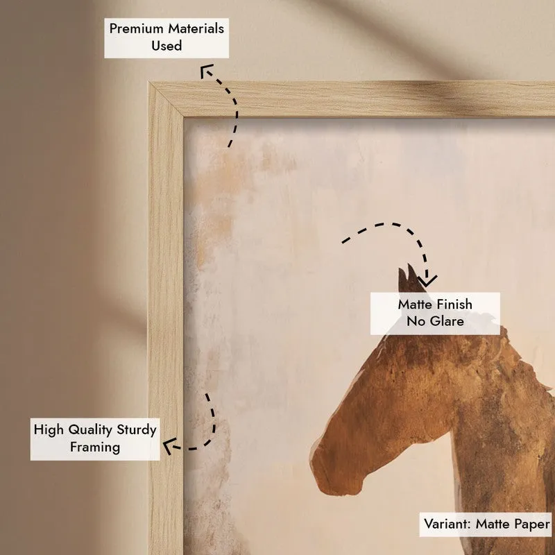 Awakened Horse Wall Painting With Brown Frame media 9