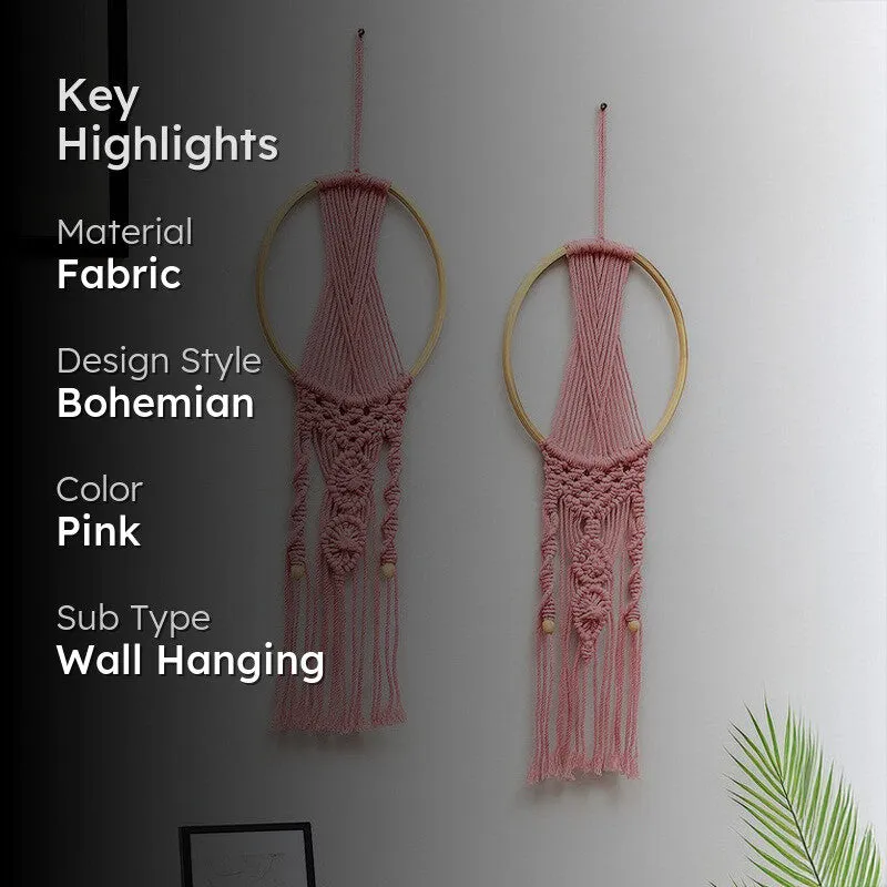 Knottic Macrame Fabric Wall Accent (Pink) - Set Of Two media 2