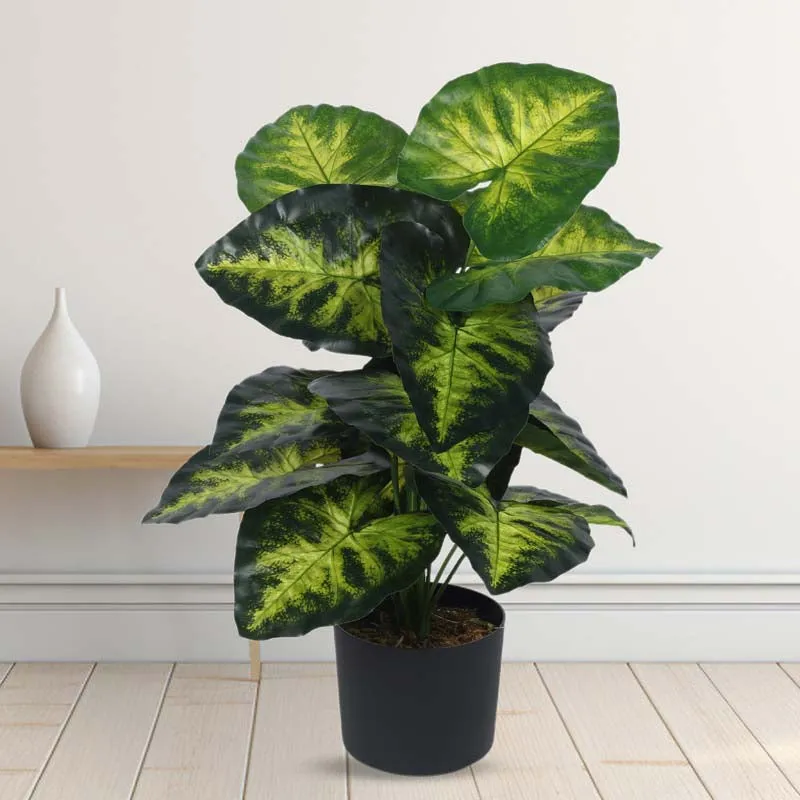 Faux Lush Pothos Plant With Black Plastic Pot (Green & Yellow) - 2.3 Feet media 3