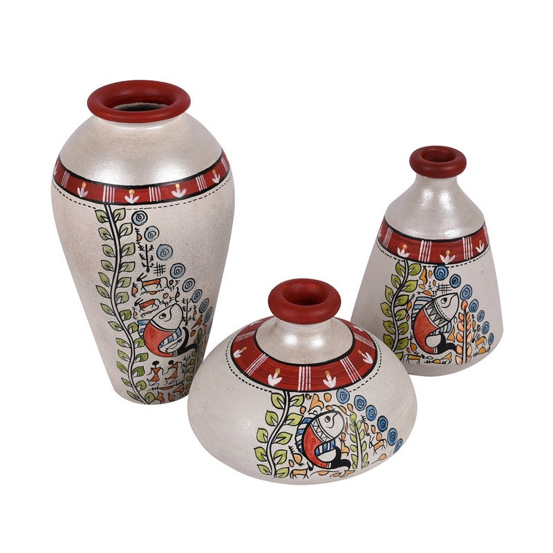 Ourania Tribal Terracotta Vase - Set Of Three media 4