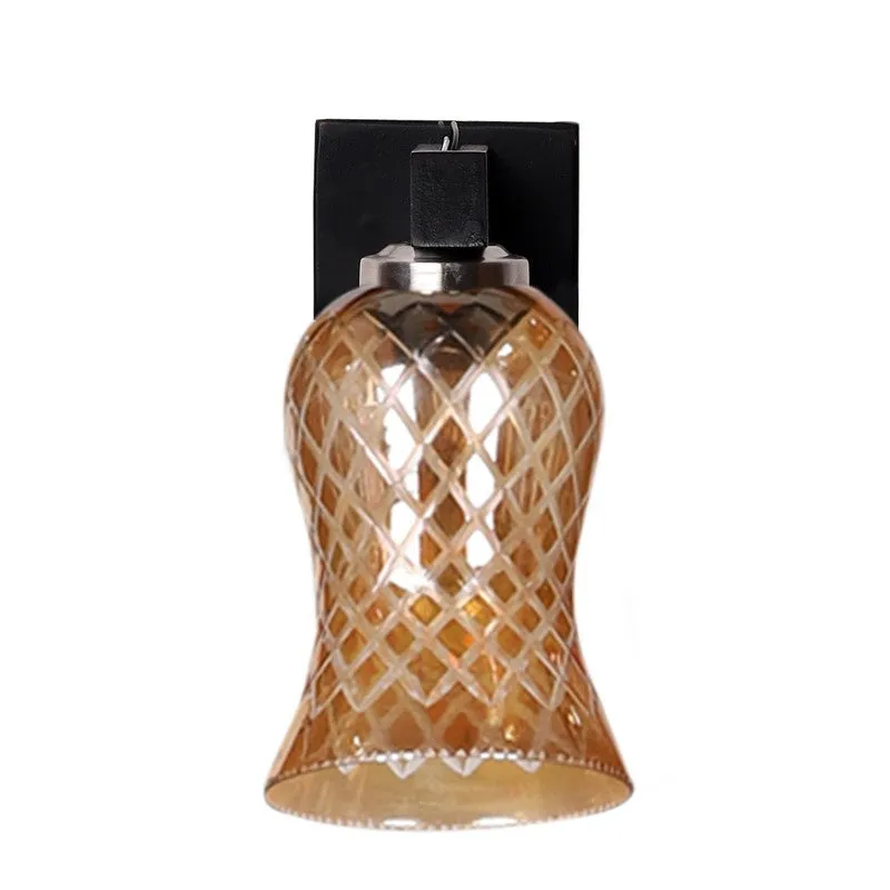 Crystal Lattice Wooden Base Glass Wall Lamp media 6