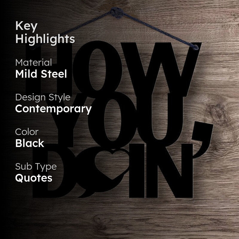How You Doin' Typography Mild Steel Wall Accent media 2