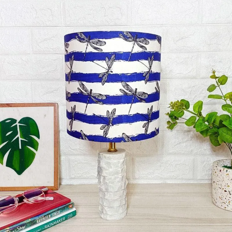 Dragonfly Buzz Scuplt Hand Crafted Fabric Table Lamp - Blue,White media 3