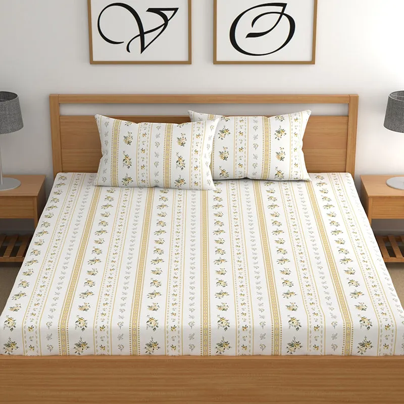 Holly Fitted Microfiber Microfiber Bedsheet (Yellow) - 150 GSM media 6