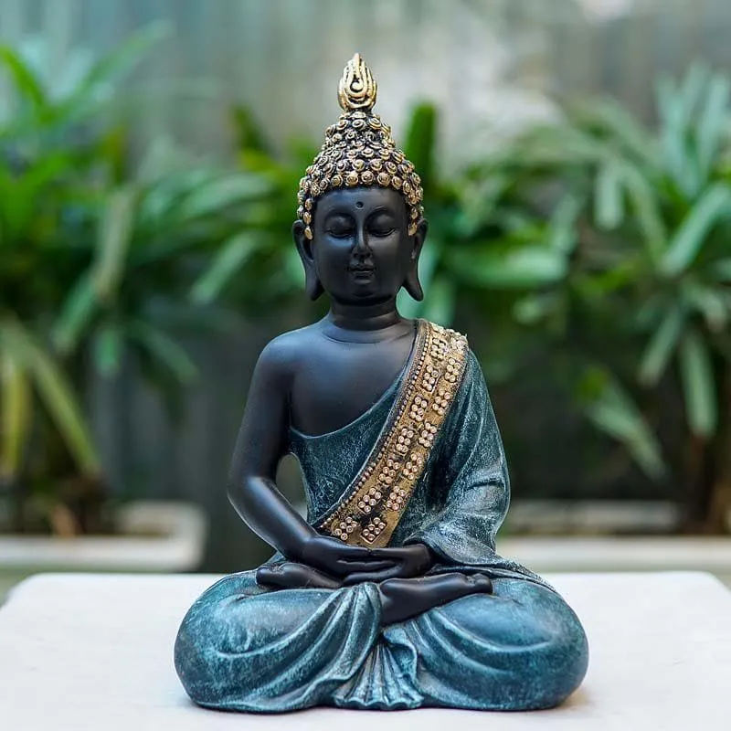 Buddha In Meditation Statue- Green media 1