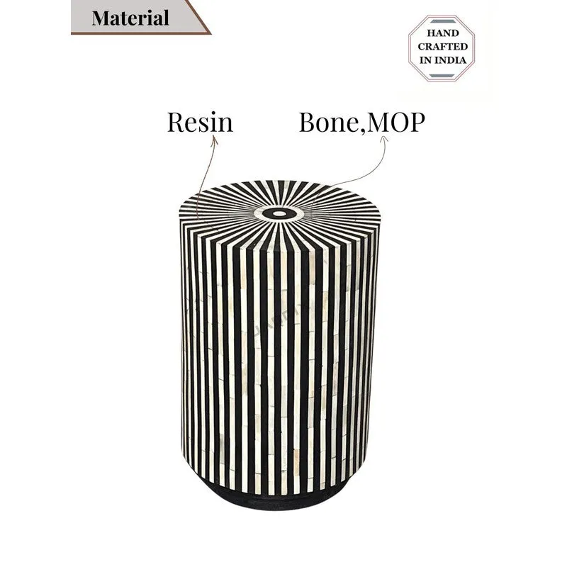 Grano Bone Inlay Side Table - Black media 6