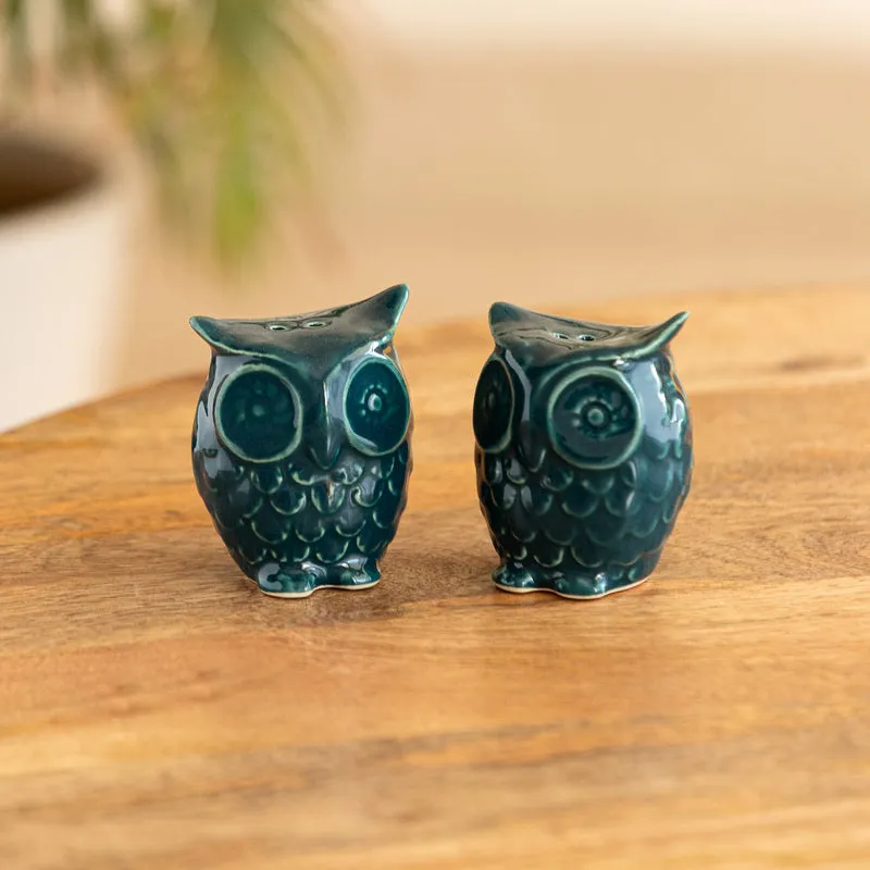 Teal Hoot handcrafted Salt & Pepper Shaker - Set Of Two media 1