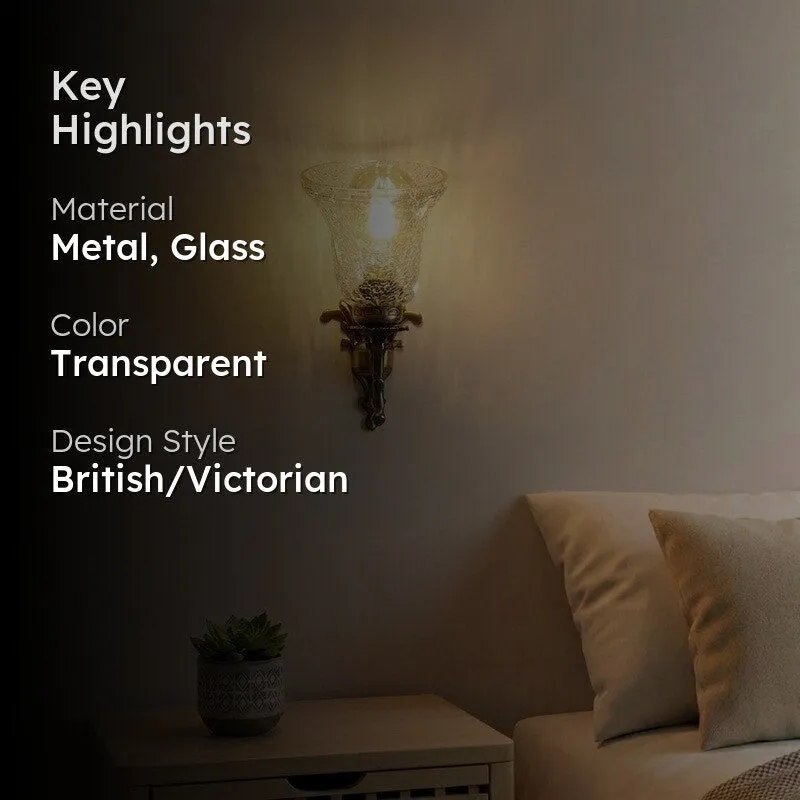 Elegant Antique Glass Wall Lamp media 2