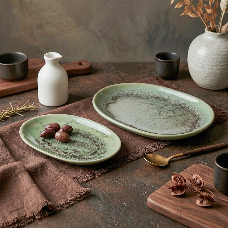 Sage Saga Oval Stoneware Platter - Small media 4