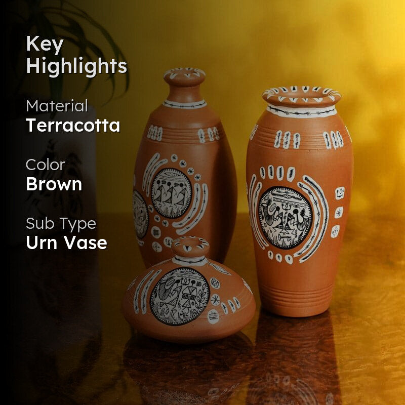 Aspari Tribal Terracotta Vase - Set Of Three media 2