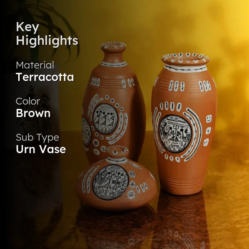 Aspari Tribal Terracotta Vase - Set Of Three media 2