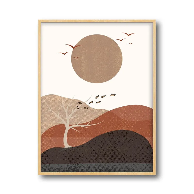 Earthen Rhythm Canvas Wall Painting With Brown Frame media 3