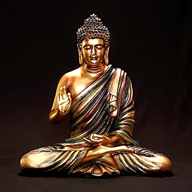 Tranquil Mudra Buddha Marble Idol - Metallic media 3