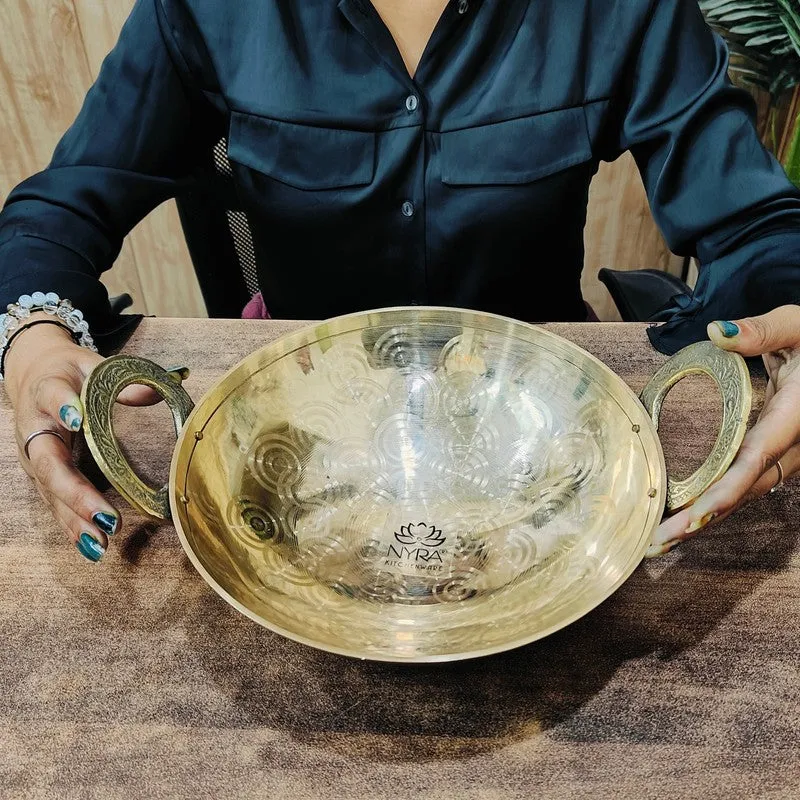 HeatForge Durable Brass Kadhai - 1250 mL media 9