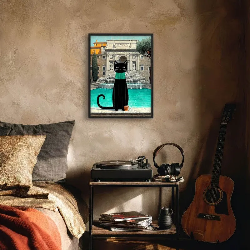 Heritage Coffee Cat Wall Painting With Frame media 7