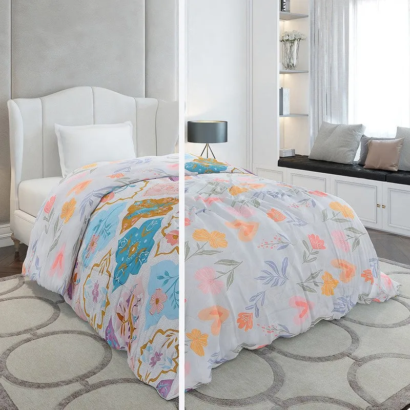 Monte Carlo Velbloom Floral Polyester Reversible Comforter (Light Blue) - 120 GSM media 3