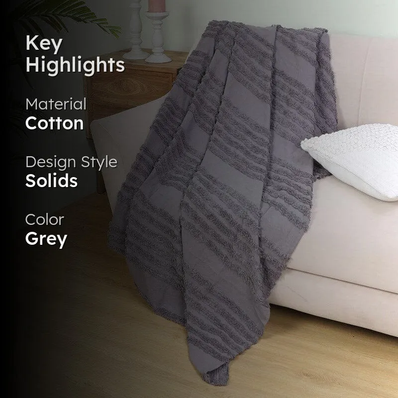Nishtha Cotton Throw - Dark Grey media 2