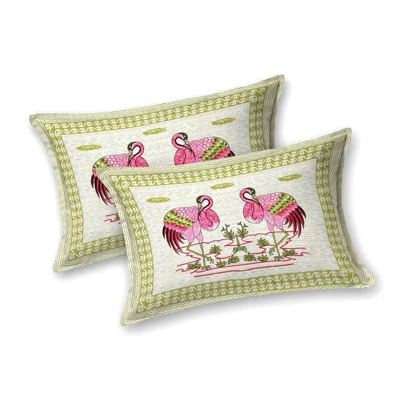 Classica Cotton Bedsheet (Green,Pink) - 240 TC media 4