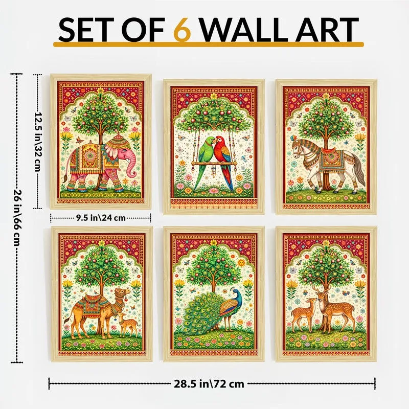 Verdant Verses Paper Wall Painting With Frame - Set Of Six media 10