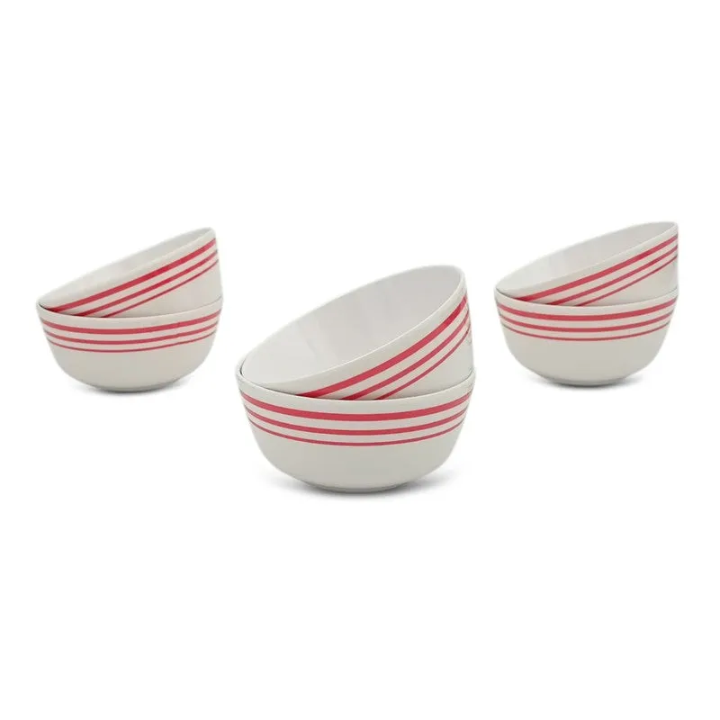 Red Lines Melamine Snack Bowls (300 mL Each) - Set of Six - 7