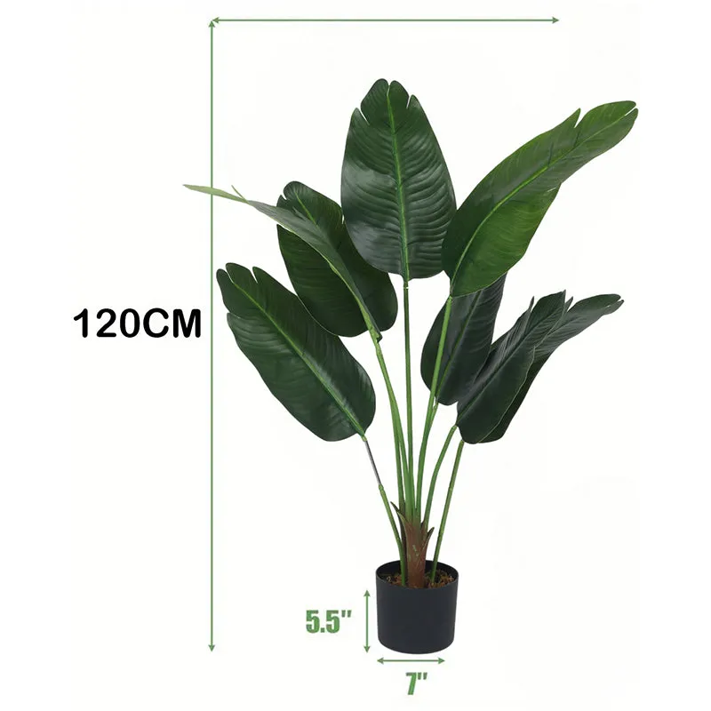 Endora Artificial Banana Plant With Black Plastic Pot - 4 Feet media 6