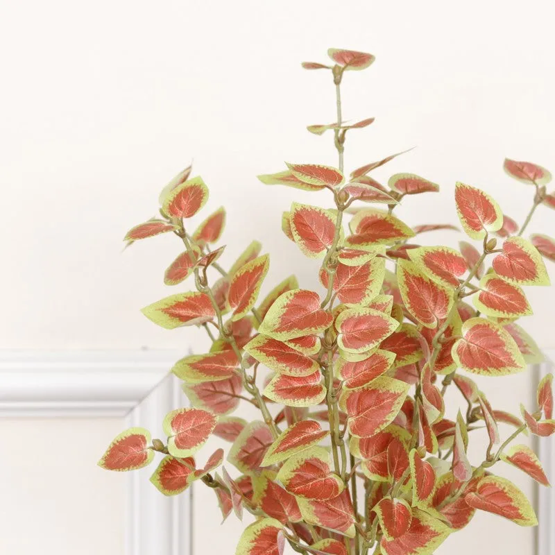 Artificial Natural Looking Coleous Big Plant With Black Fiber Pot (Orange) - 1.4 Feet media 6