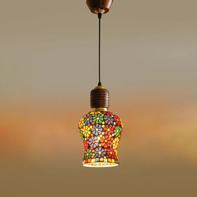 Mosaic Stripe Pendant Wooden Ceiling Lamp media 6