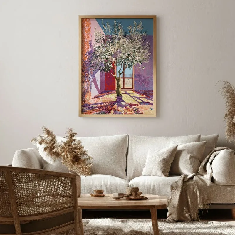 Pastel Canopy Canvas Wall Painting - Brown Frame media 1