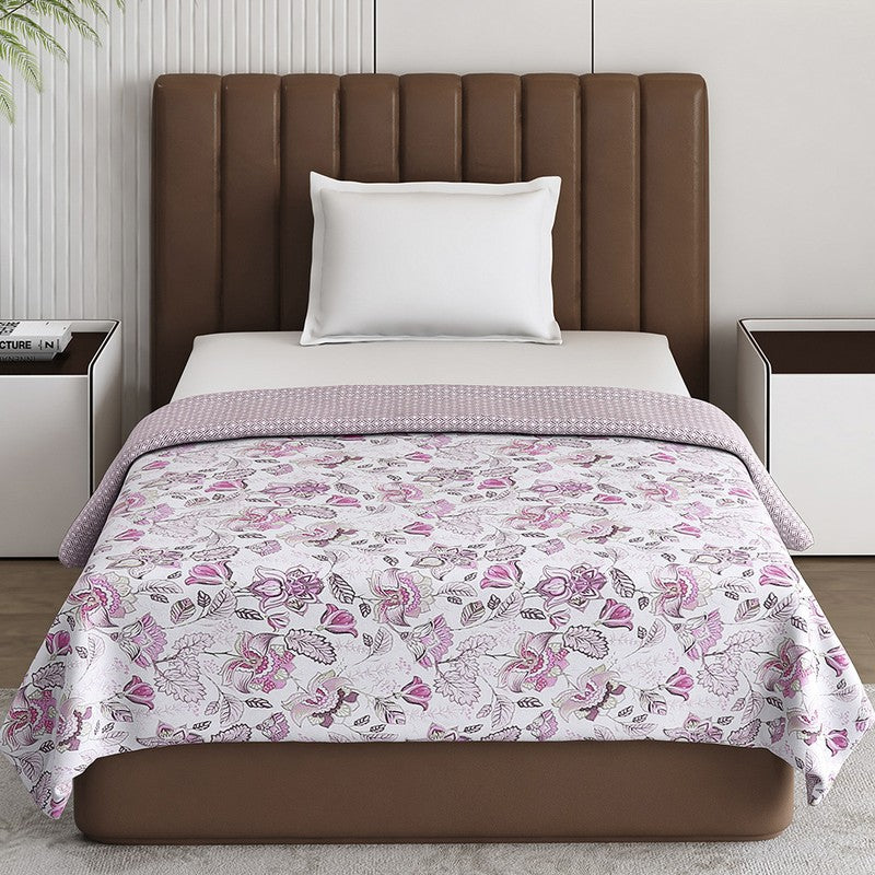 Monte Carlo Rosalynx Floral Polycotton Reversible Dohar (Light Pink) - 150 GSM media 4