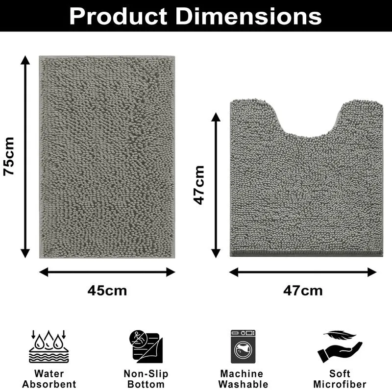 PureTone Microfiber Bath Mats (Grey) - Set of Two media 8
