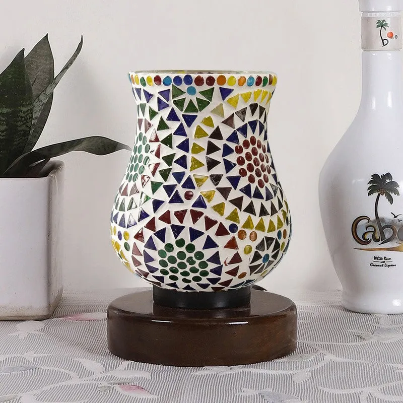 Sparkira Mosaic Glass Table Lamp With Wooden Base - Multicolor media 4