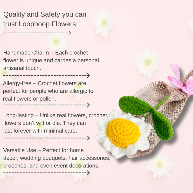 Crochet Handmade Sunflower Bouquet - White media 7