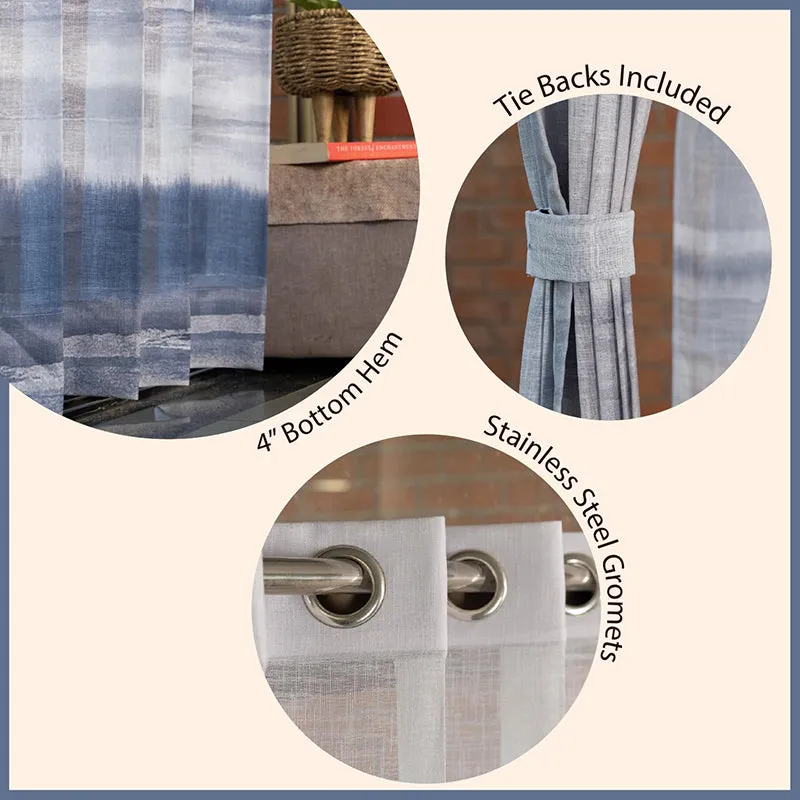 Urban Space Coastal Tides Curtain (Navy Sheer) - Set Of Two media 5