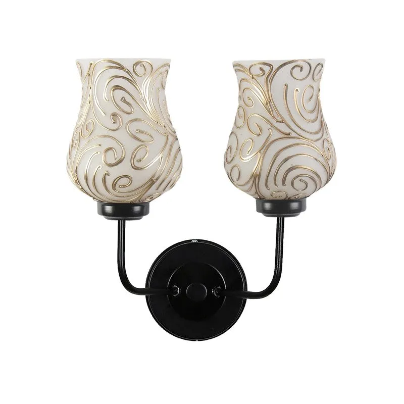Golden Swirl Twin Tulip Glass Wall Lamp media 8