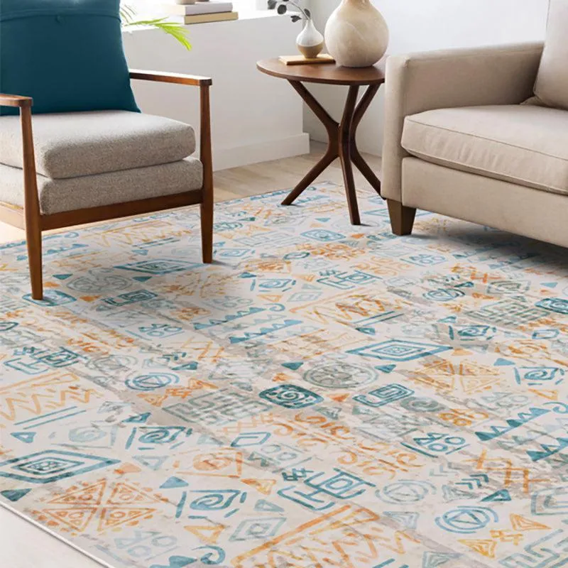 Silmarillion Abstract Polyester Anti-Skid Carpet - Blue & Orange media 3