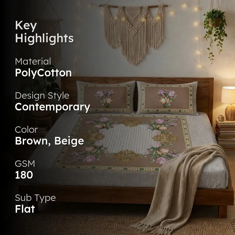 Floral Bliss Printed Bedsheet - 180 GSM media 2