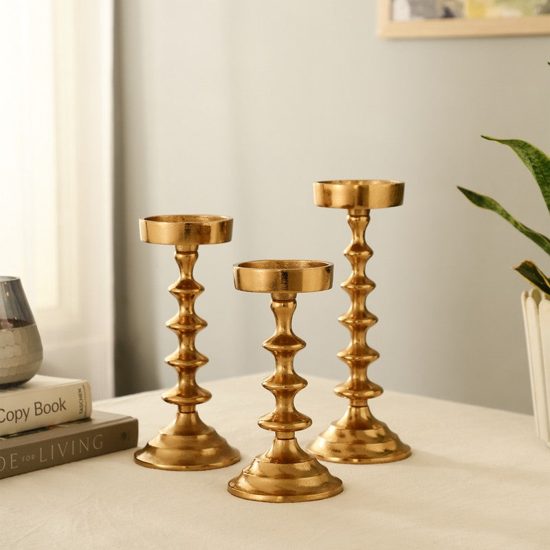Gloya Candle Hiolder (Gold)- Set of Three media 3