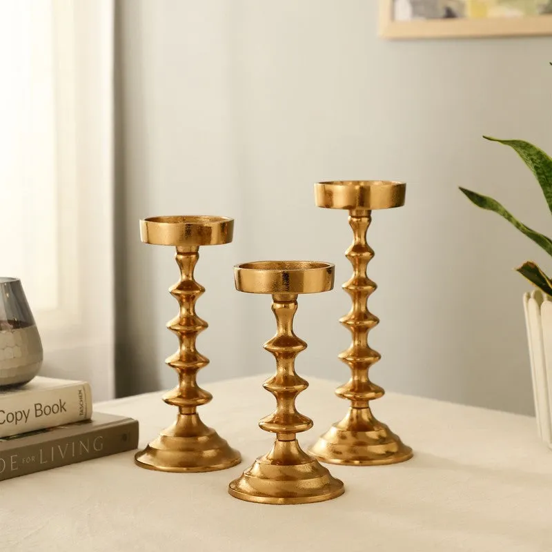 Gloya Candle Hiolder (Gold)- Set of Three media 3