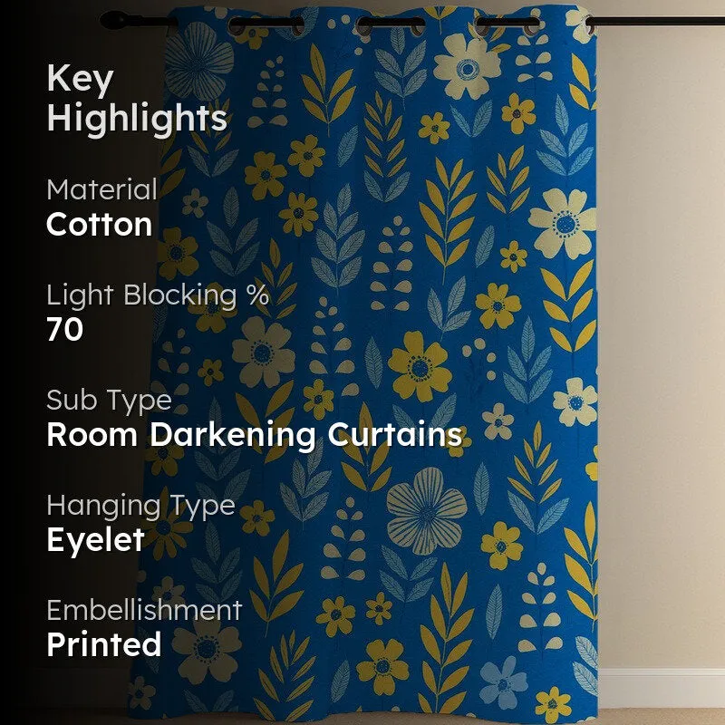 PetalPop Cotton Curtain - Blue,Yellow media 2