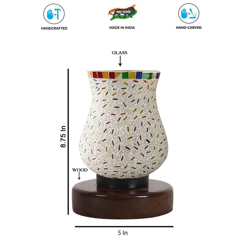 Crystelle Mosaic Glass Table Lamp With Wooden Base - Multicolor media 8