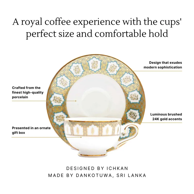 Gilded Chinar 24k Gold Brushed Porcelain Tea Cup & Saucer (280 mL) - Set of Six media 6