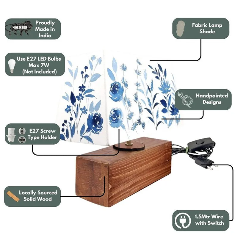 Indigo Blossom Handpainted Fabric Table Lamp - Multicolor media 4