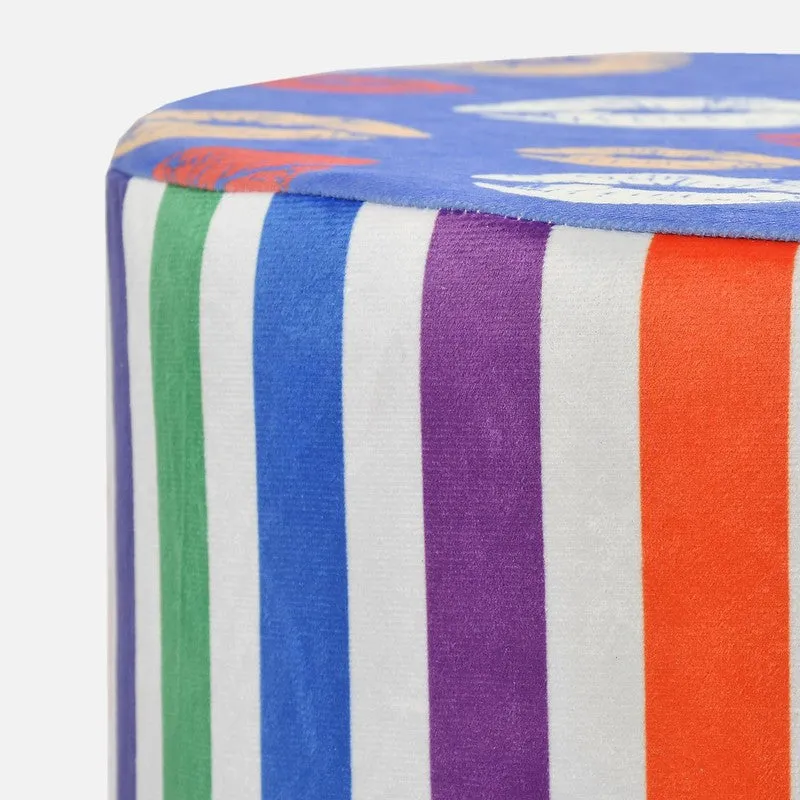 Viva Striped Velvet Ottoman - Multicolor media 4