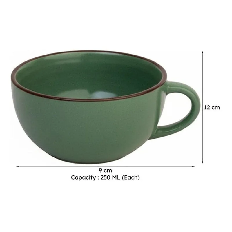 Cuddle Ceramic Tea Cup (250 mL Each),Green) - Set Of Four media 7