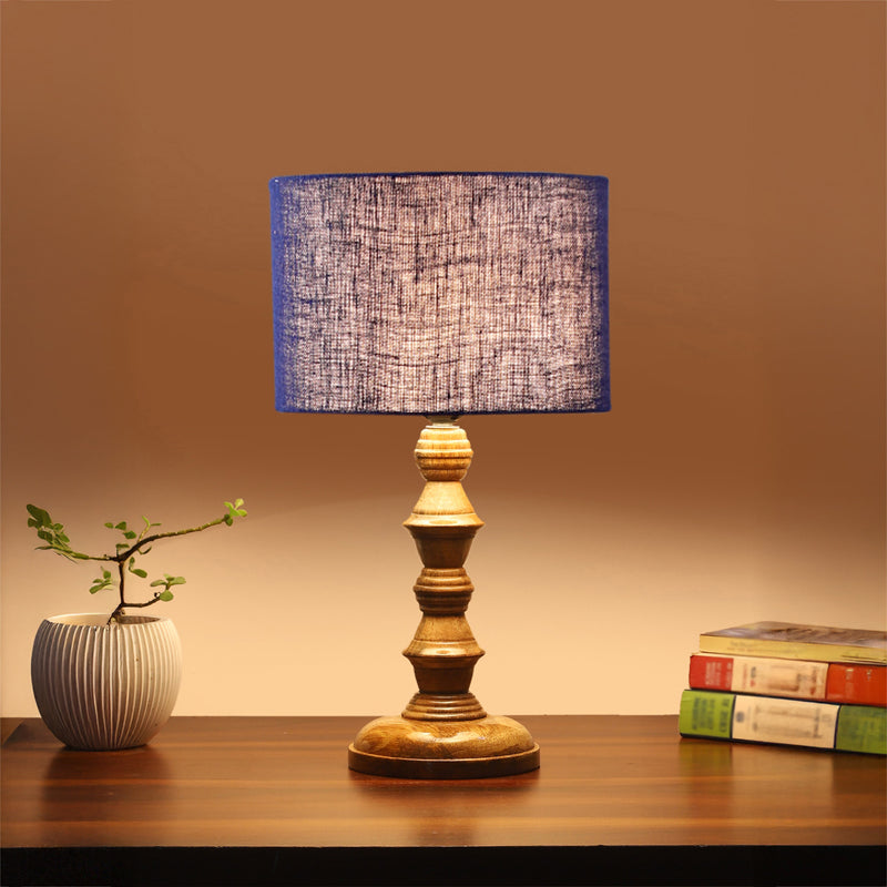 Sienna I Timber Wooden Table Lamp - Blue,Brown
