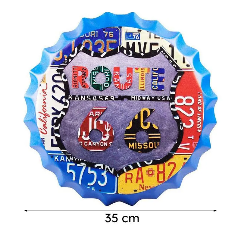 Route 66 Number Plate Design Bottle Cap Metal Wall Accent media 8