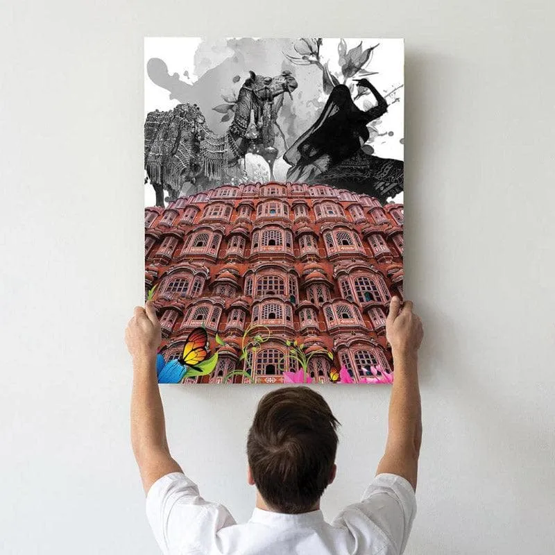 The Hawa Mahal Canvas Wall Painting - Set Of Two media 3