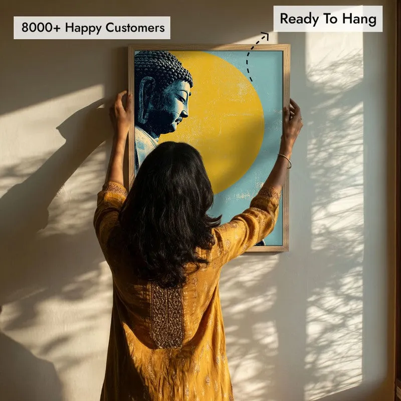 Buddha In Golden Aura II Archival Paper Wall Painting With Brown Frame media 7