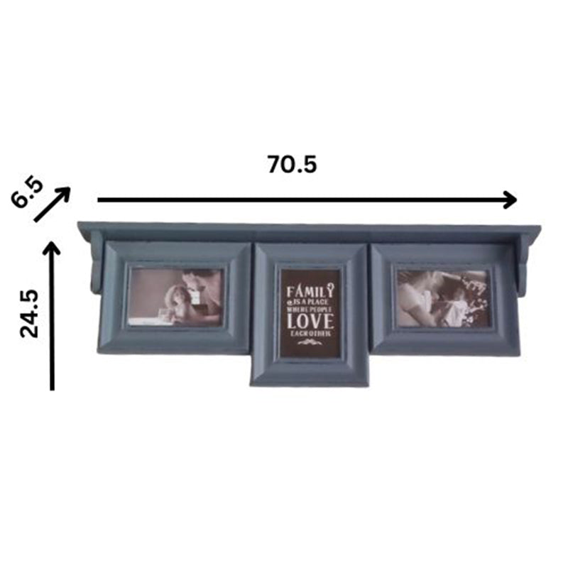 Memoria Photo Wooden Frame With Wall Shelf - Grey media 4
