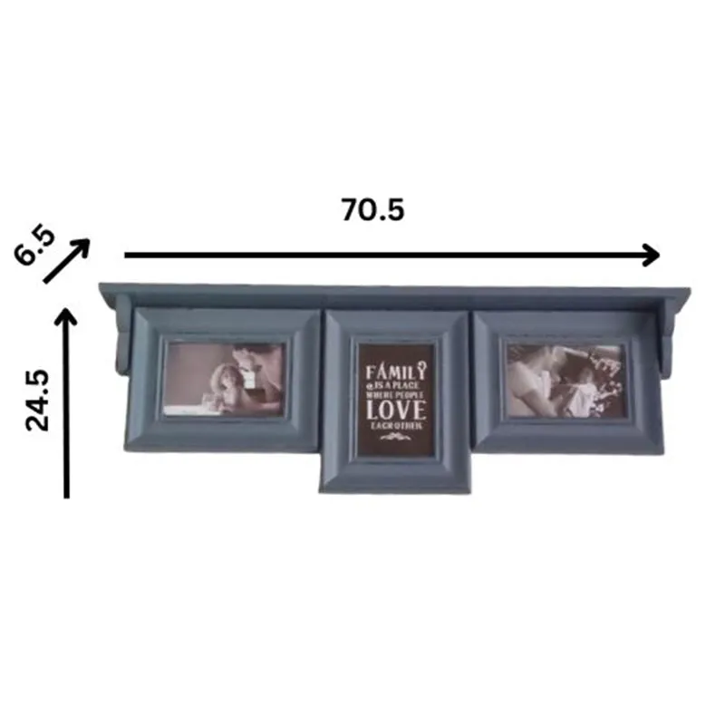 Memoria Photo Wooden Frame With Wall Shelf - Grey media 4